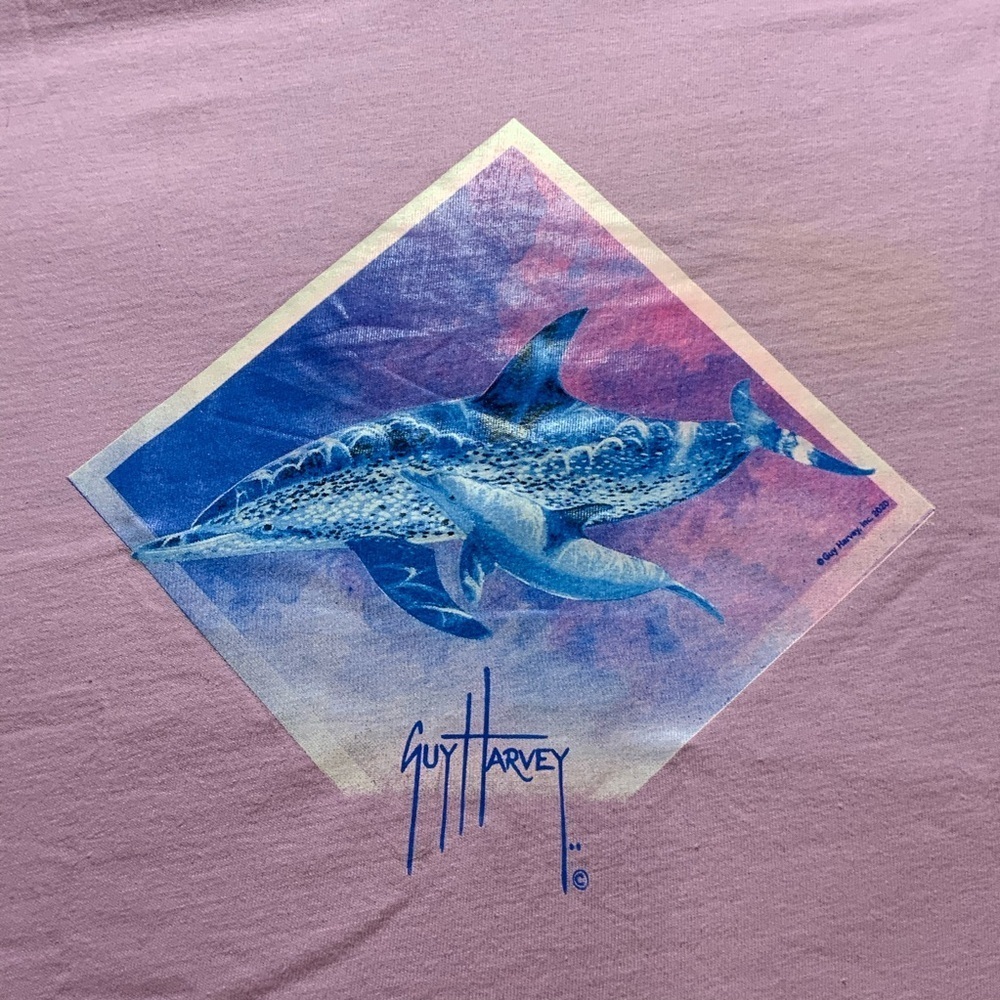 Guy Harvey Dolphins Graphic Tee XL Lavender Ocean Wildlife Art - Picture 2 of 8